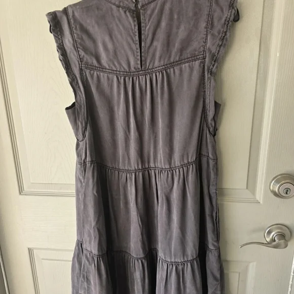 Anthropologie Jenee Tiered Tunic Dress Sz S Washed Black Short Casual Pockets - Picture 13 of 13